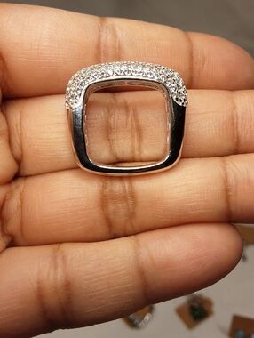 925 white topaz square ring.